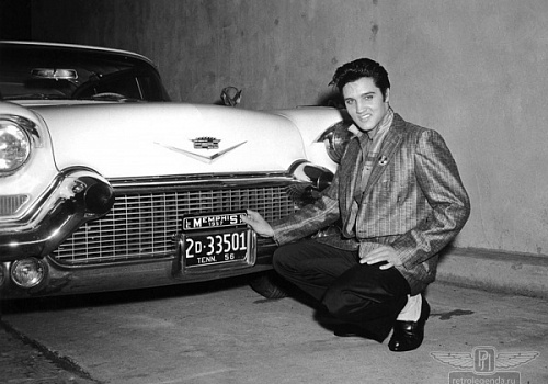 Elvis with his Cadillac 1956